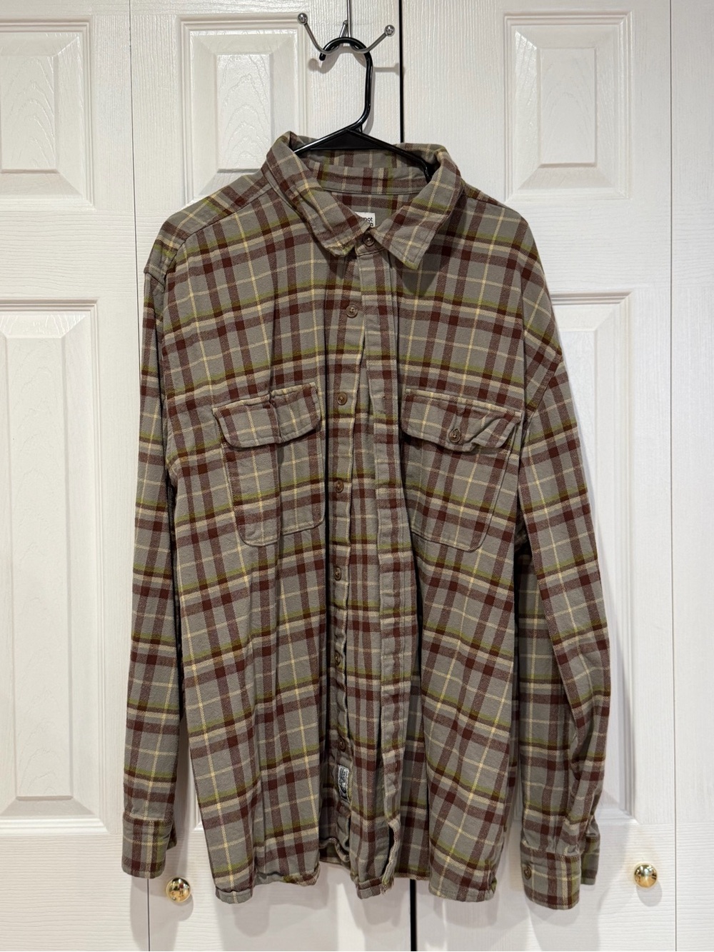 Marmot Olive, Brown & Yellow Plaid Button-Down Shirt